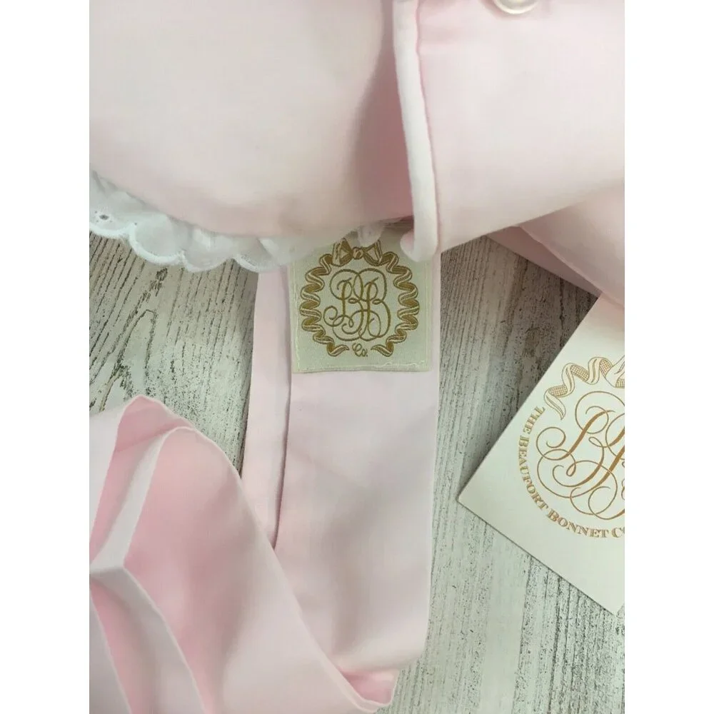 The Beaufort Bonnet Company XL 3T 4T Bellefaire Bonnet Pink Eyelet Lace Girls - Picture 2 of 14